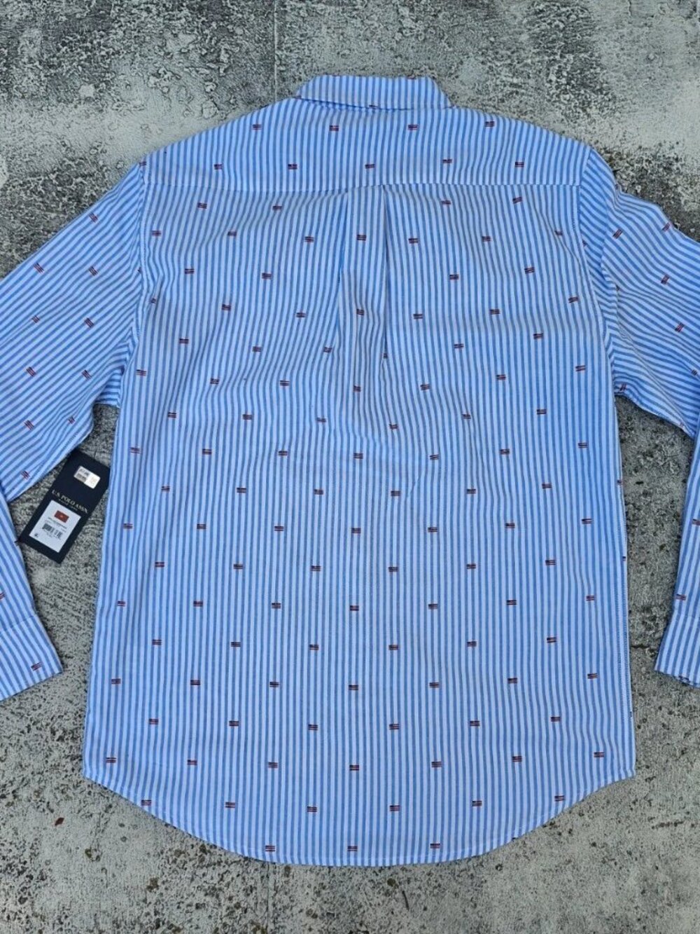 U.S. Polo Assn. Men Casual Short Long Sleeve Collared Blue Stripe Size M NWT - Picture 3 of 10